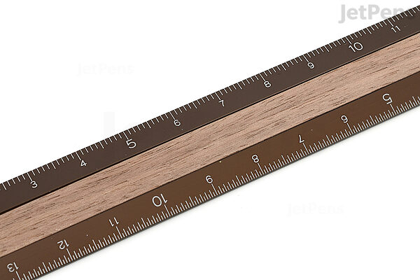 Aluminum & Wood Ruler 15cm Dark Brown A