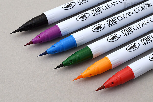 Kuretake Zig Clean Color Real Brush Pen - 6 Color Set