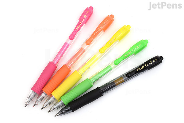 Pilot G2 07 Retractable Gel Ink Rollerball Pens - 0.7mm Fine Nib - Bright  Set of 6