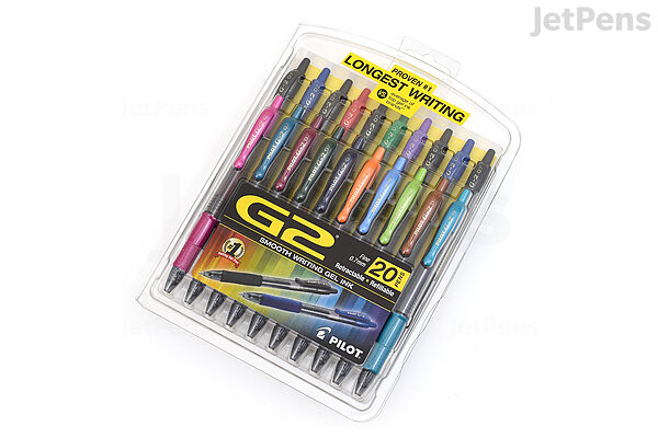 Pilot G2 Retractable Gel Ink Pen, 0.7mm, Assorted Ink - 20 pack