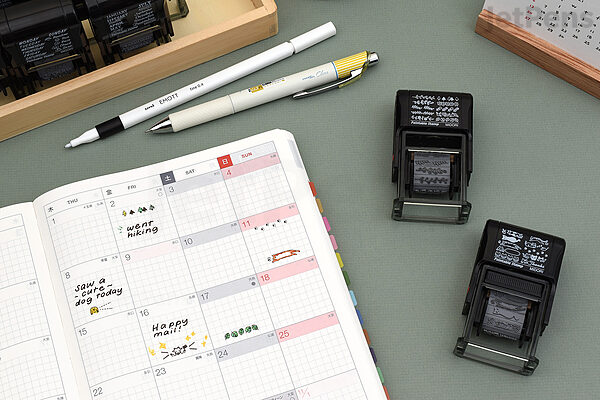 MIDORI Rotating Stamp Ribbon Pattern 10 types stationery Goods w/Ink Pad  New