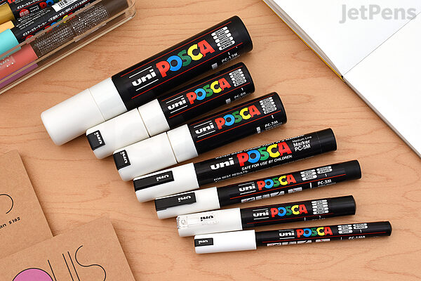 POSCA Paint Pens All Sizes - Set Of 8 White [PX302968000] 