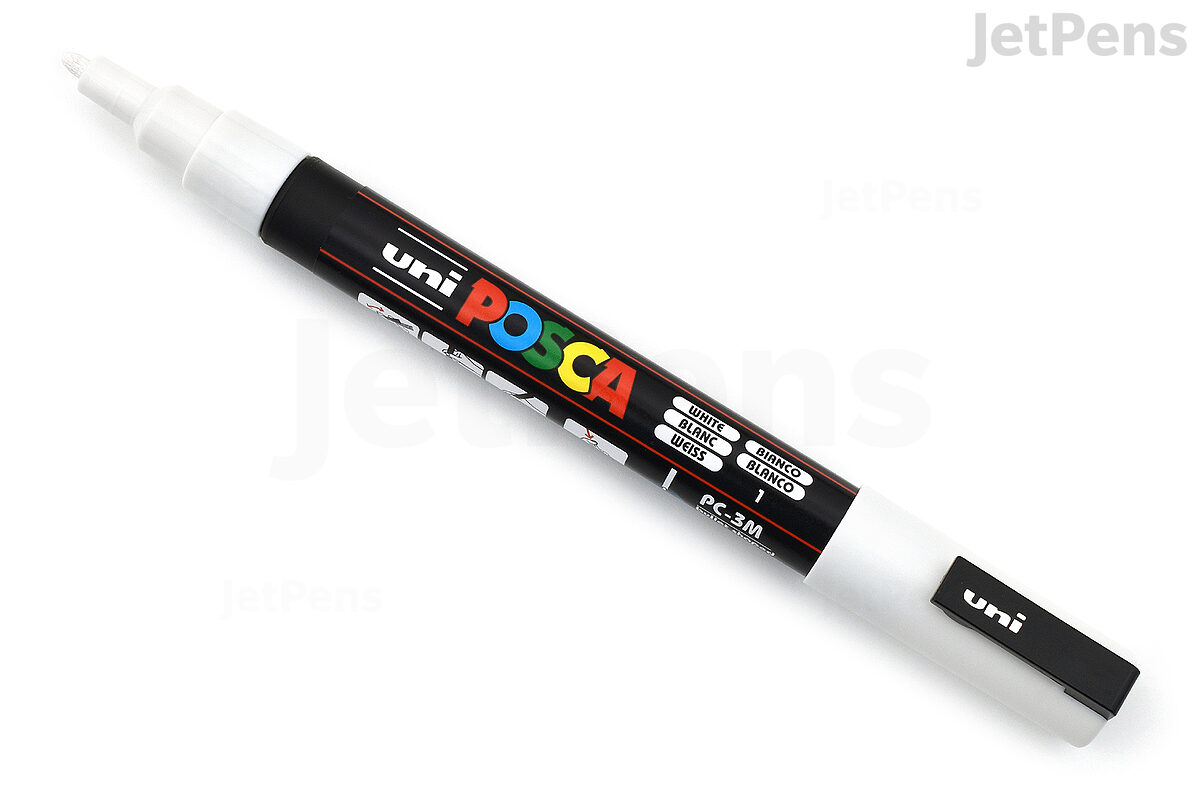 POSCA Mitsubishi Pencil - 3 Marqueurs Blanc PC1MR Pointe Extra Fine  Calibrée 0,7 mm - Marqueur Peinture À Base d'Eau - Tout Support - Pour  Papier, Textile, Verre, Galet, etc. : : Fournitures de bureau