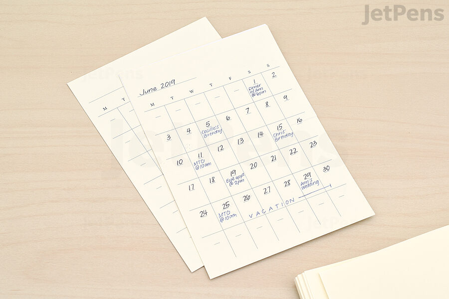 The MD Diary Sticker is a handy way to add a calendar to a notebook.