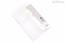 Clear plastic packaging containing five Kuretake Karappo empty fine brush pens with wicks, arranged side by side on a white background. The packaging has a white label with black text.