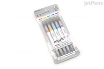 Kokuyo Mark+ 2 Way Marker Pen - Gray Type - 5 Color Set - KOKUYO PM-MT201-5S