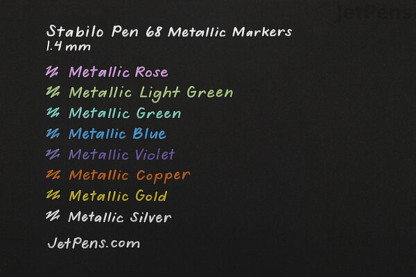 Boite métal 8 feutres métallisé STABILO Pen 68 metallic