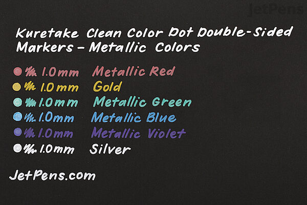 Kuretake ZIG Clean Color Dot Dual-Tip Markers Metallic 6/pkg