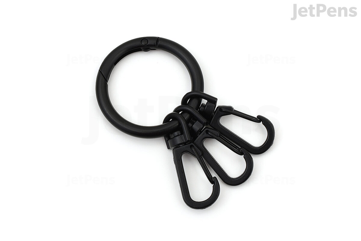 Hit Black Branded Carabiner Keychains 8mm Carabiner with Triple Split Ring QTY250
