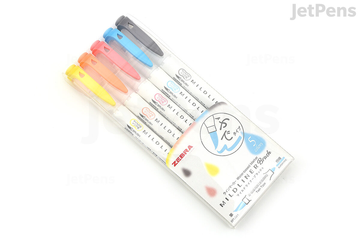 12 Packs: 5 ct. (60 total) Zebra Mildliner™ Fluorescent Brush Pens &  Markers