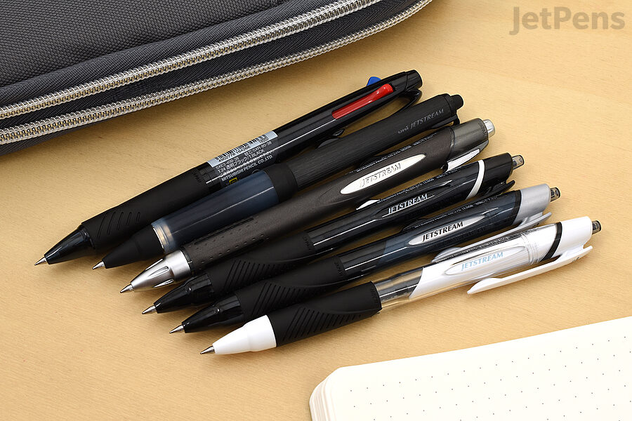 The JetPens Uni Jetstream Ballpoint Pen Sampler includes a variety of Jetstream tip sizes and body styles.