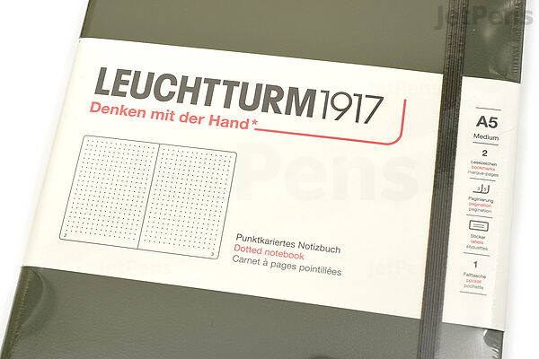 Leuchtturm1917 Hardcover Notebook - Medium (A5) - Army - Dotted - LEUCHTTURM1917 348103