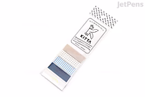 A package of King Jim Kitta Washi Tape labeled "Linen" containing six rolls of decorative tape in various neutral and blue tones with patterns including solid colors, stripes, and grids.