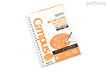 Kokuyo Campus Loose Leaf Paper - Sarasara - A5 - Dotted 7 mm Rule - 20 Holes - 100 Sheets - KOKUYO 807AT