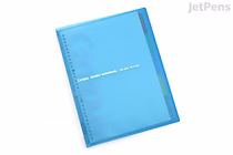 Blue KOKUYO Campus Slide Binder, slim A4 size with 30 rings, shown closed on a white background.