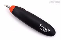 A black Sakura Sumo Grip Electric Eraser with a red tip and a small eraser at the end, labeled "SumoGrip EE3000," shown on a white background.