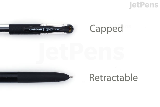 Capped pens offer more security. Retractable pens are convenient and don't have a cap to lose.