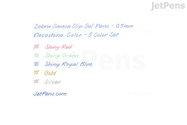 Zebra Sarasa Clip Gel Pen - 0.5 mm - Decoshine Color - 5 Color Set