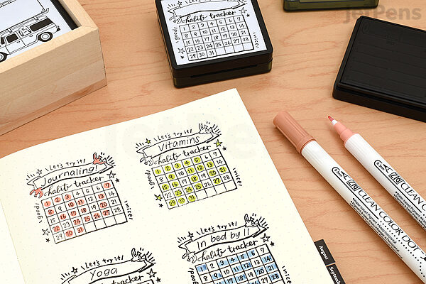 Calendar Tracker Wooden Stamps Journal Stamps Organisation Habit Tracker  Monthly Tracker Diary Journal Stamps 