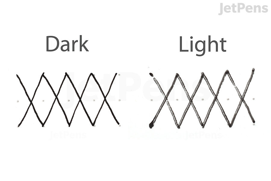 Comparison of dark and light inks