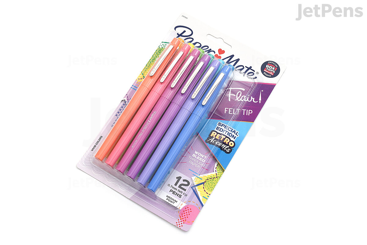 Paper Mate Flair Original Fibre Tip Pen 4 Different Vivid Color (Black