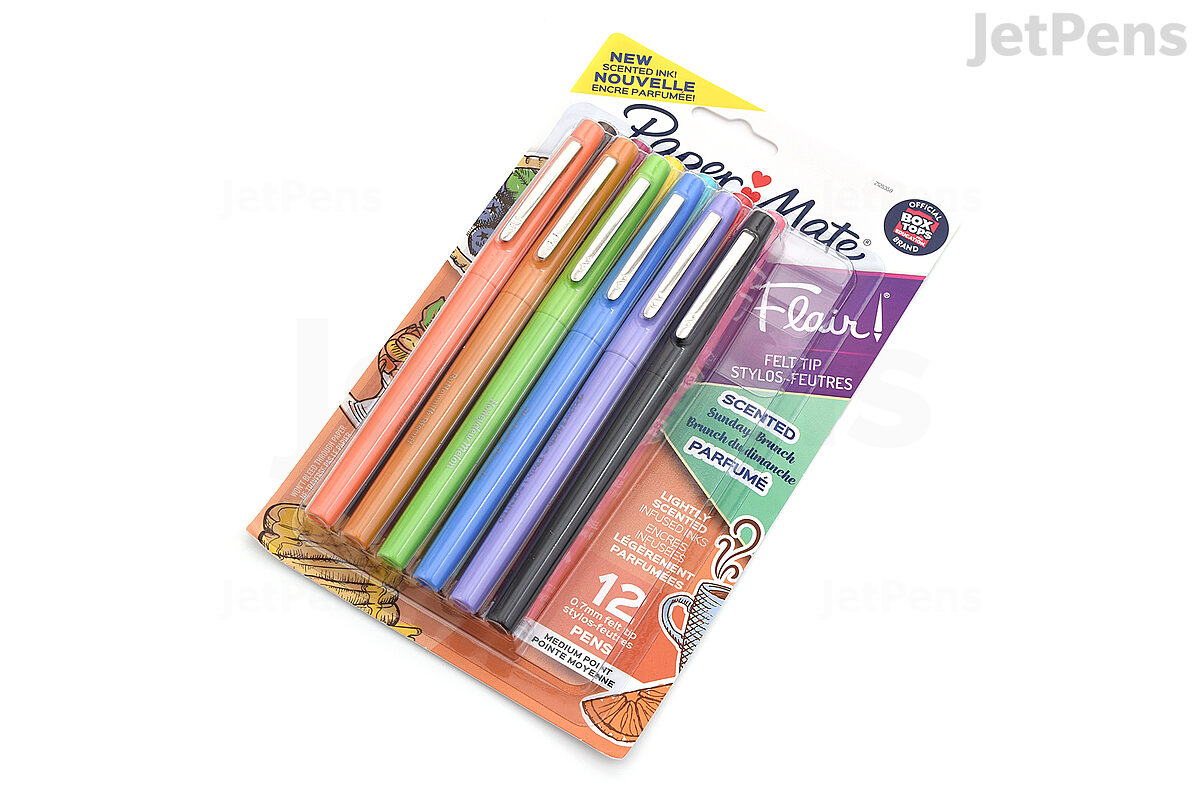Paper Mate Flair Felt Tip Pen - Medium Point - Sunday Brunch Scented - 12  Color Set - Limited Edition