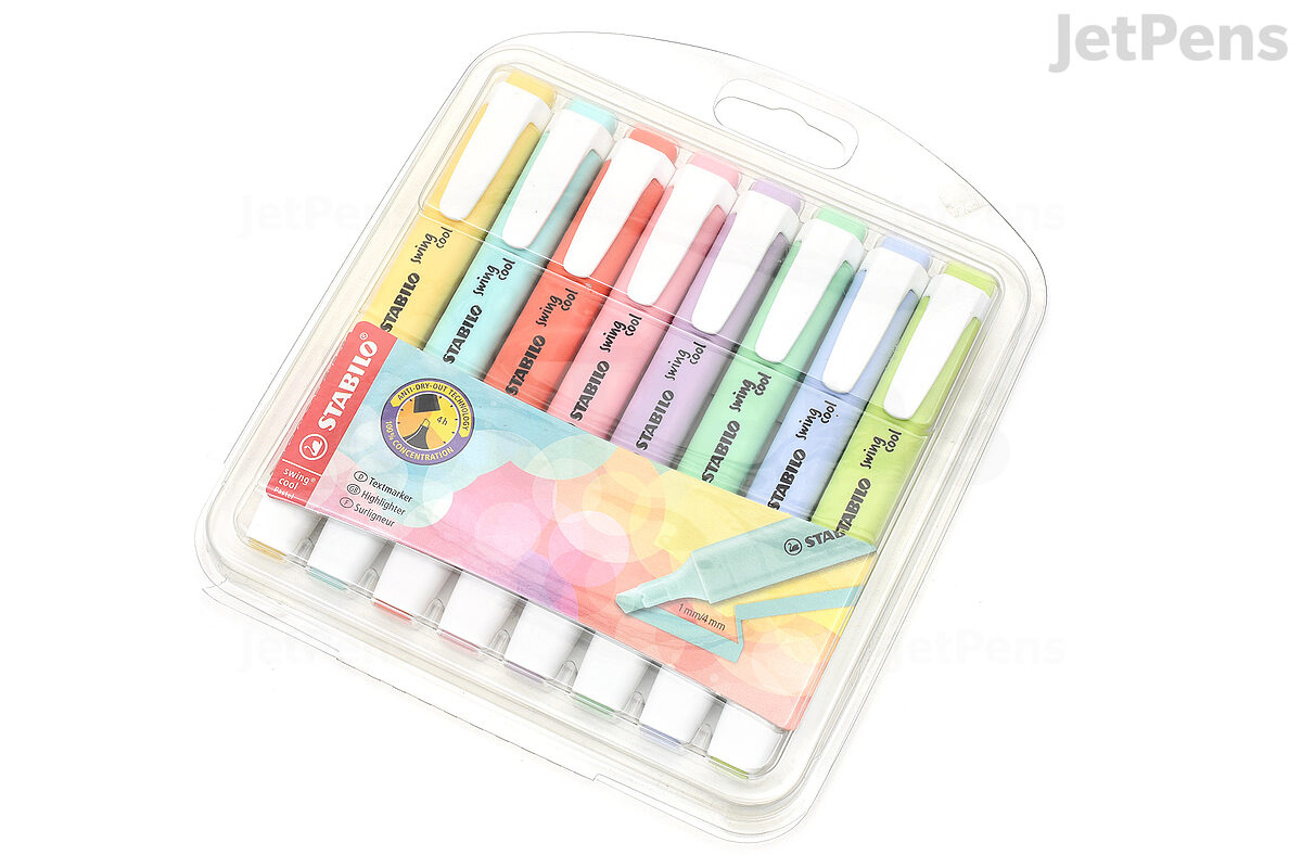 Stabilo Swing Cool - deskset - 18 assorted highlighters fluo & pastel  colours - Schleiper - Complete online catalogue