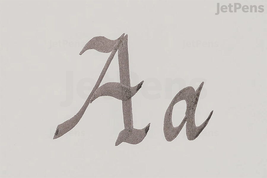 Italic calligraphy created with the Kuretake ZIG Calligraphy Metallic Double-Sided Marker Pen.