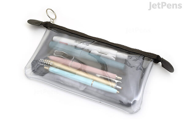 Clear Glitter Pencil Case, Plastic Pen Pouch, See Through Make up Bag,  Vinyl Artist Case, Gold Glitter Plastic Pouch, Small Clear Pen Pouch 