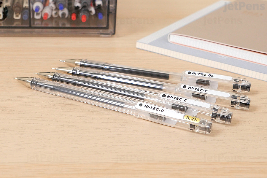 For those with tiny handwriting, the Pilot Hi-Tec-C comes in several extra fine tip sizes.