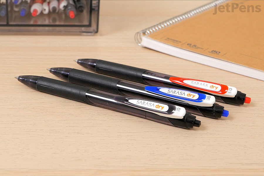 The Zebra Sarasa Dry uses quick-drying gel ink that won't bleed through the page.