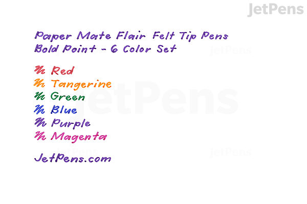 Paper Mate Flair Felt Tip Pens, Bold Tip (1.2 mm), Assorted Colors, 6 per Pack, 2 Packs