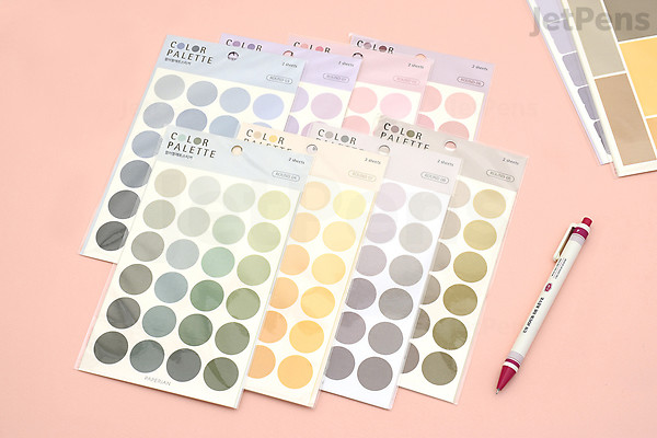 Paperian Color Palette Sticker - Round - Green - 2 Sheets | JetPens