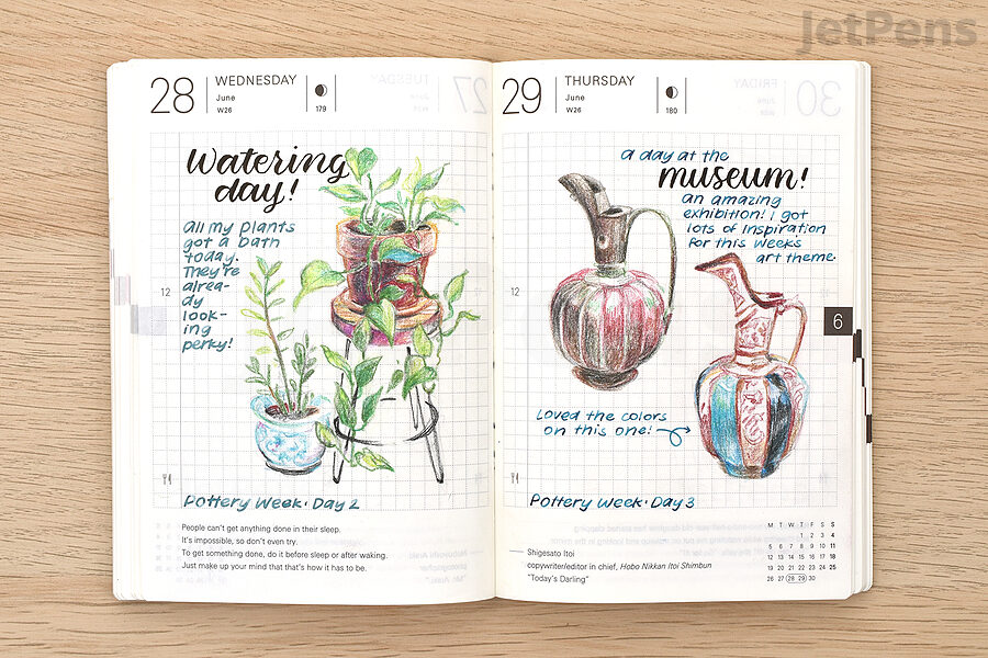 The Hobonichi Techo Planner includes many features that make it convenient to use.
