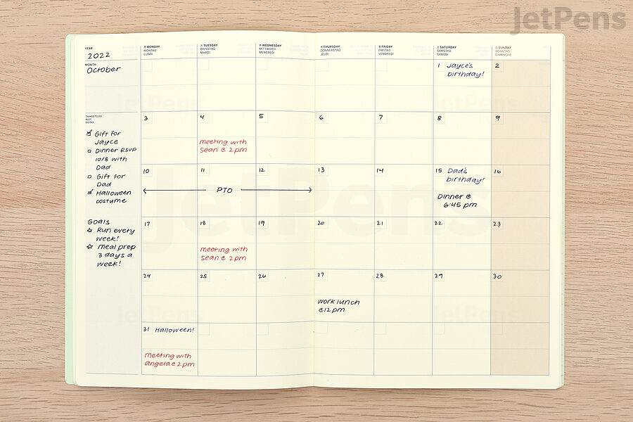 The Laconic Monthly Style Notebook uses calendars to keep you accountable to deadlines.