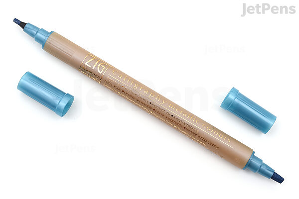 Kuretake Zig Memory System Calligraphy Metallic Marker, Copper, Blue