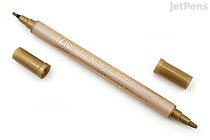 Kuretake ZIG Calligraphy Metallic Double-Sided Marker Pen - 2 mm / 3.5 mm - Gold - KURETAKE MS-8400-101