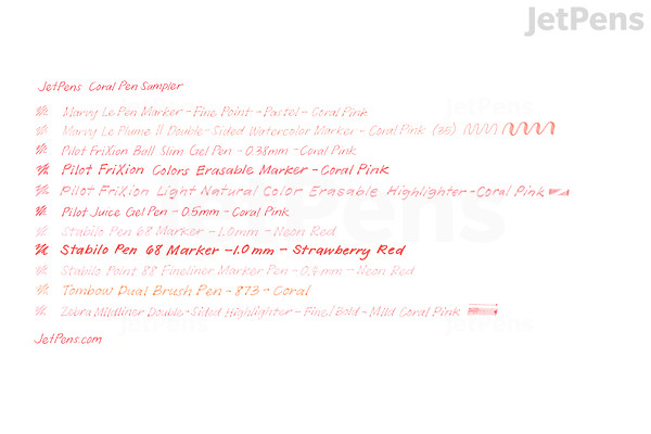 JetPens Coral Pen Sampler