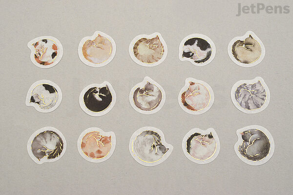 Circle Cat Washi Flake Stickers BGM Deco Sticker for Planners Journals