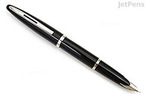 Waterman Carène Fountain Pen - Black with Silver Trim - 18k Medium Nib - WATERMAN S0293960