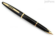 Waterman Carène Fountain Pen - Black with Gold Trim - 18k Medium Nib - WATERMAN S0700320