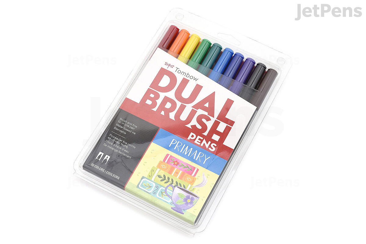  Tombow Dual Water Based Markers, Twin Tip, Primary Palette  Assorted Inks, 10/Pack (56167) : Everything Else