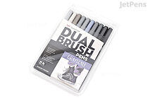Tombow Dual Brush Pen - 10 Pen Set - Grayscale - TOMBOW 56171