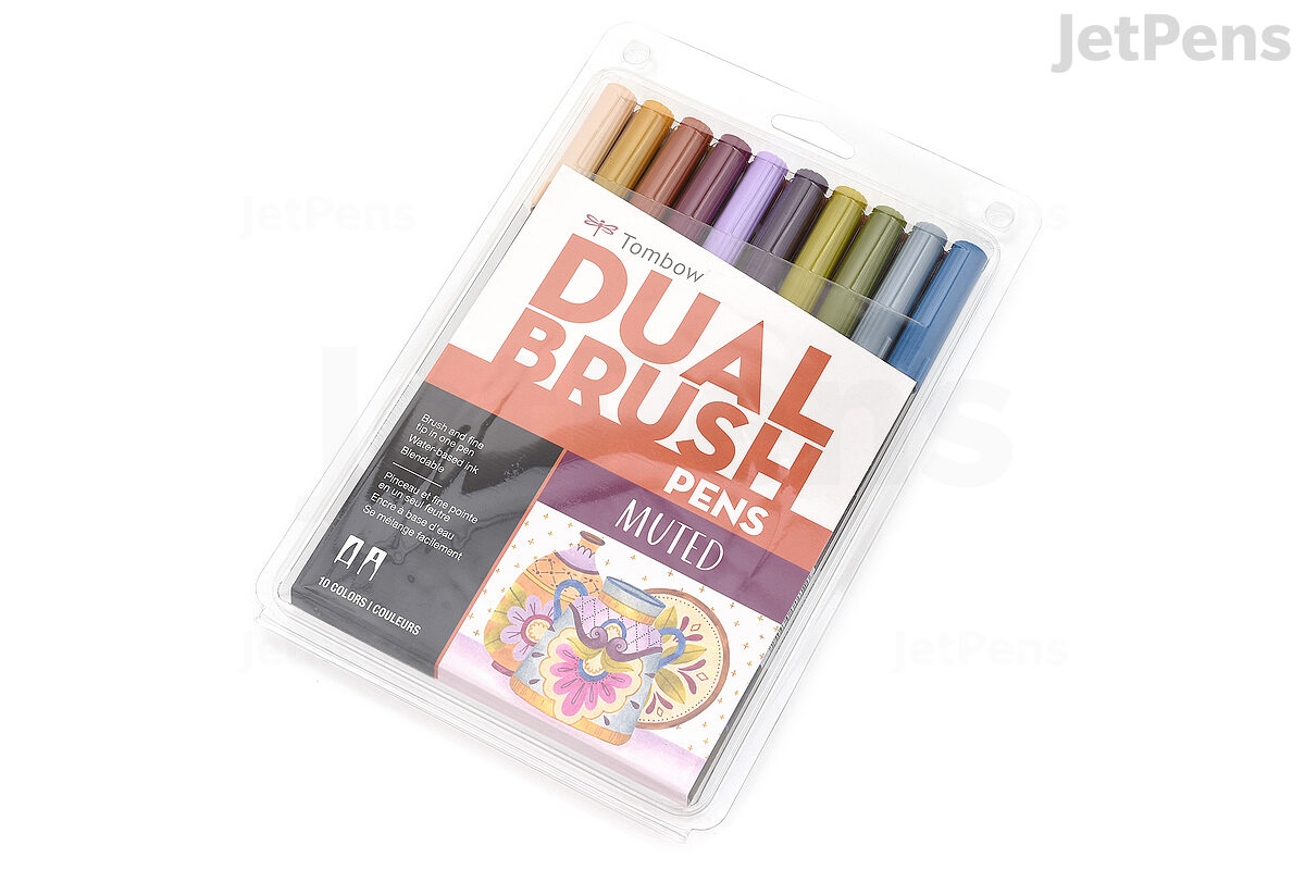 Water Based Art Markers - 16 Colors for Lettering, Coloring, Dual Brush Pens