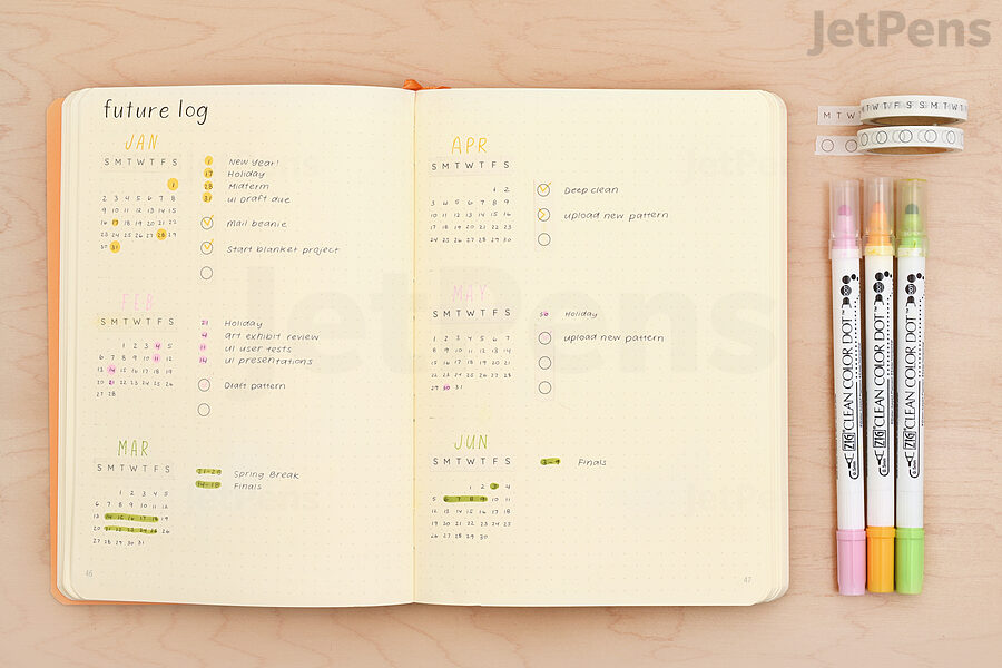 Lay out a minimalist future planner.