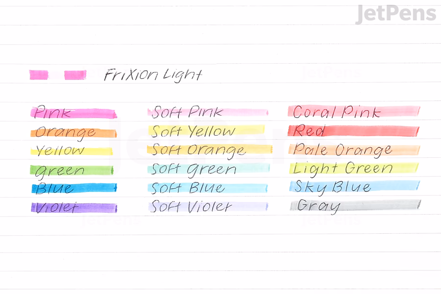Pilot FriXion Light Highlighter writing sample.