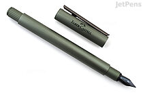 Faber-Castell NEO Slim Fountain Pen - Brushed Aluminum Olive Green - Fine - FABER-CASTELL 146151