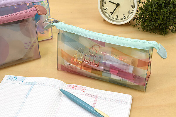 Sun-Star Mitte Clear Pen Case - Stand Type - Colorful Turquoise