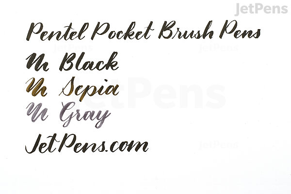 Pentel Refillable Pocket Brush Pen - with 2 Gray Ink Cartridges - Black  Barrel