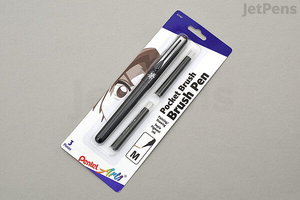 Pentel Pocket Brush Pen W/Two Refills - Wet Paint Artists